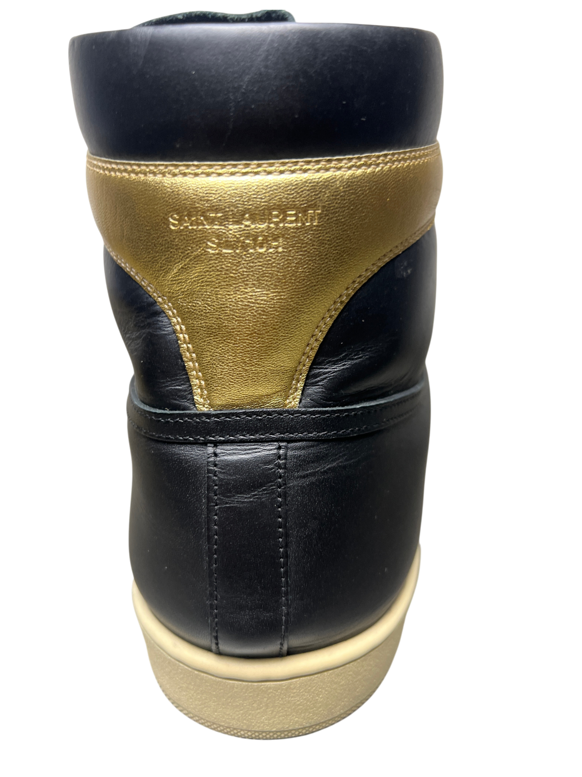 Saint Laurent SL-10 High Top Sneaker 'Black Gold' Size 15 Pre-Owned