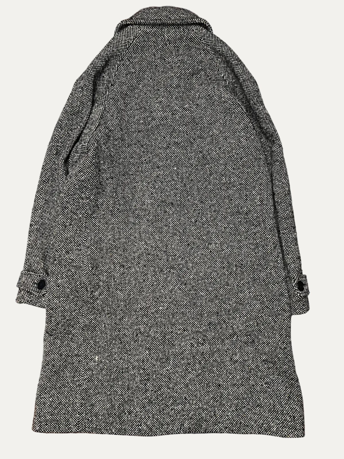 Zara Man Edition AW24 Herringbone Textured Button-Up Wool Coat Size M Pre-Owned