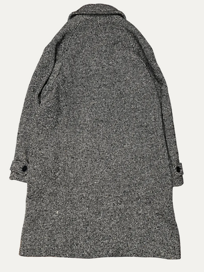 Zara Man Edition AW24 Herringbone Textured Button-Up Wool Coat Size M Pre-Owned