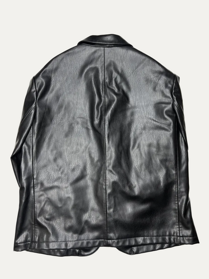 Zara Man New York Edition Relaxed Fit Faux Leather Blazer 'Black' Size L Pre-Owned