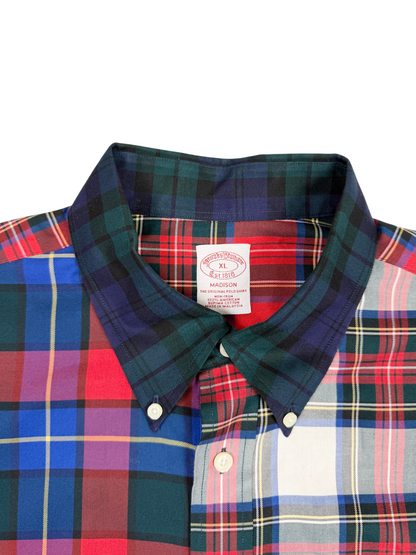 Brook Brothers Plaid Patchwork Supima Cotton Button Down Shirt 'Multicolor' Size XL Pre-Owned