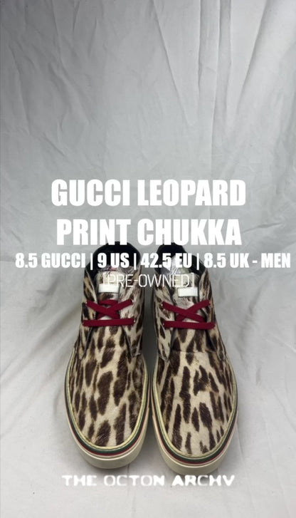 Vintage Gucci Leopard Print Chukka Sneaker 245307 FW10 Size 9 Pre-Owned