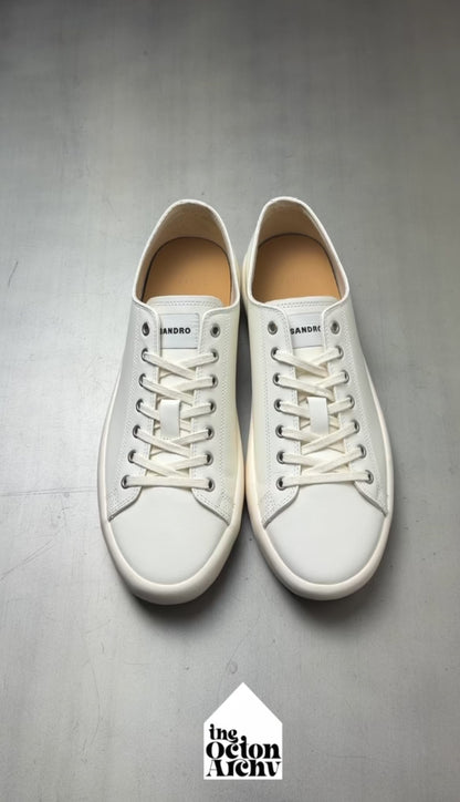 Sandro Low-Top Split Leather Trainers 'Off White' Size 45 Pre-Owned