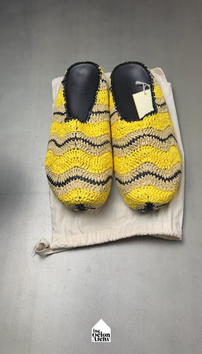 No Vacancy Inn x Marni Sabot Raffia Mules 'Yellow' SS23 New