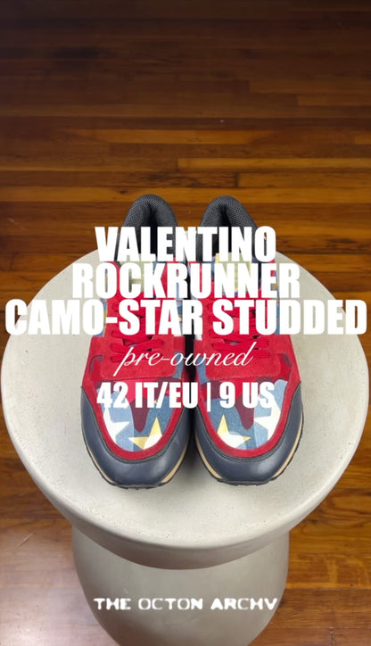 Valentino Rockrunner 'Camo Star Studded - Red' Size 42 Pre-Owned