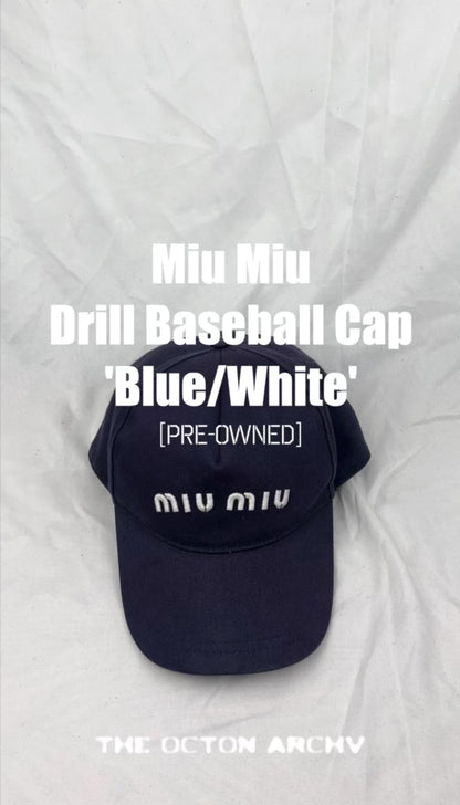 Miu Miu Drill Baseball Cap 'Blue/White' Size S Pre-owned
