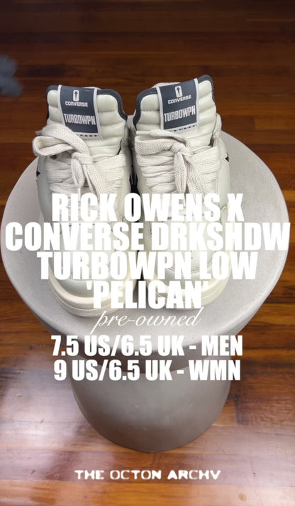 Rick Owens x Converse DRKSHDW TURBOWPN Low 'Pelican' Size 7.5 Pre-Owned