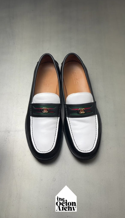 Vintage Gucci GG Loafer Interlocked G 'Black/Great White' Size 10.5 Pre-Owned