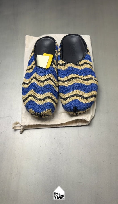 No Vacancy Inn x Marni Sabot Raffia Mules 'Blue' SS23 New