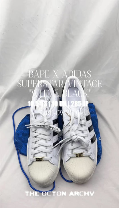 BAPE x adidas Superstar Vintage 'White Black' Size 10.5 Pre-Owned