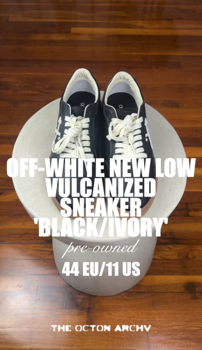 Off-White New Low Vulcanized Sneaker 'Black Ivory' Size 11 Pre-Owned