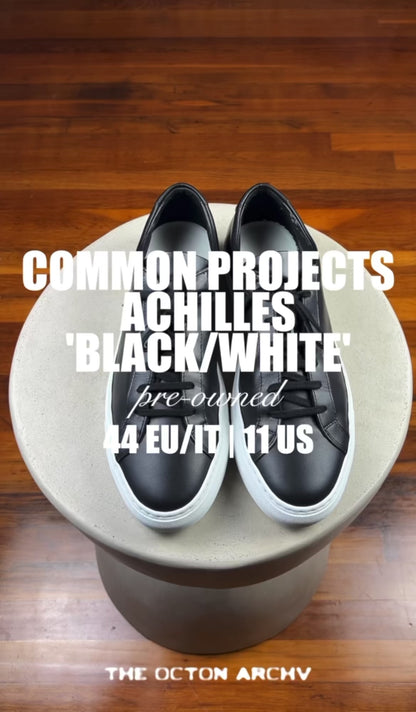Common Projects Achilles Low Leather Sneaker 'Black/White' Size 10 Pre-Owned
