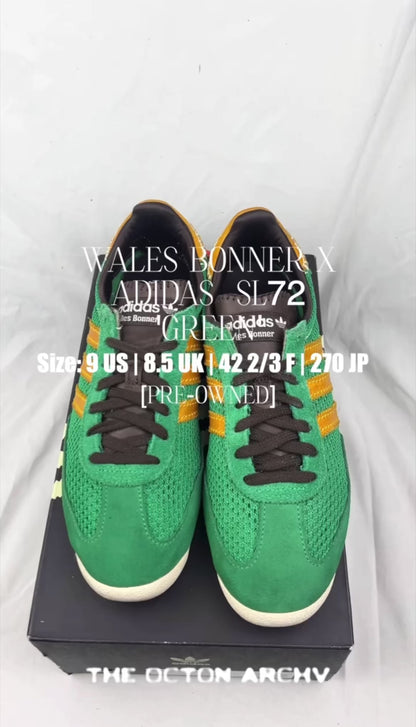 Wales Bonner x adidas SL72 Knit 'Green' 2023 Size 9 Pre-Owned