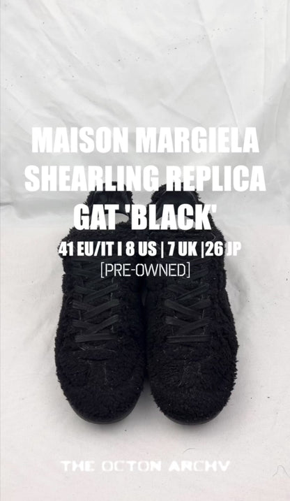 Maison Margiela Shearling Replica Gat Low Top Sneaker 'Black' Size 41 Pre-Owned