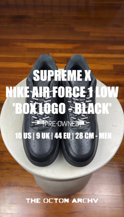Supreme x Nike Air Force 1 Low 'Box Logo - Black' Size 10 Pre-Owned