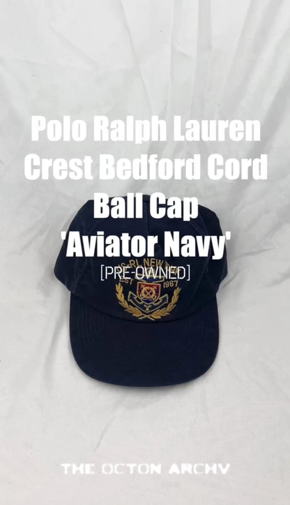 Polo Ralph Lauren Crest Bedford Cord Ball Cap 'Aviator Navy' One Size Pre-Owned