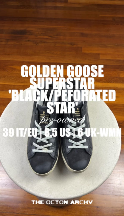 Golden Goose Wmns Superstar 'Black/Perforated Star' Size 39 Pre-Owned