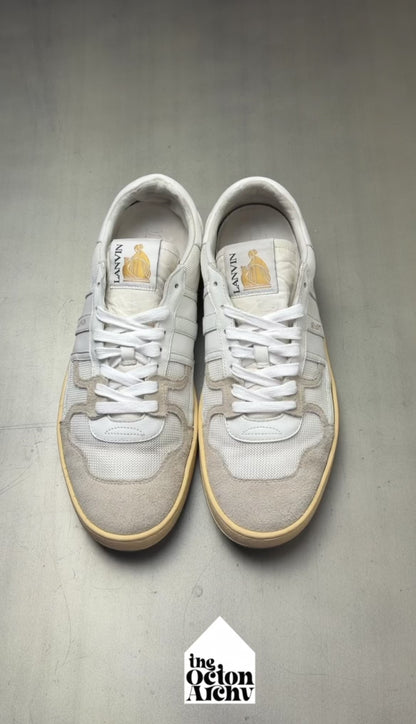 Lanvin Clay Mesh and Leather Low Top Sneakers 'White' Size 44 Pre-Owned