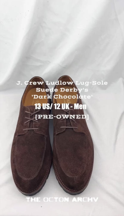 J.Crew Ludlow Lug-Sole Suede Derbys 'Dark Chocolate' CL530 Pre-Owned