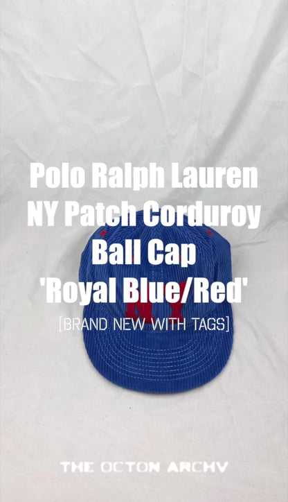 Polo Ralph Lauren NY Patch Corduroy Ball Cap 'Royal Blue/Red' One Size Brand New