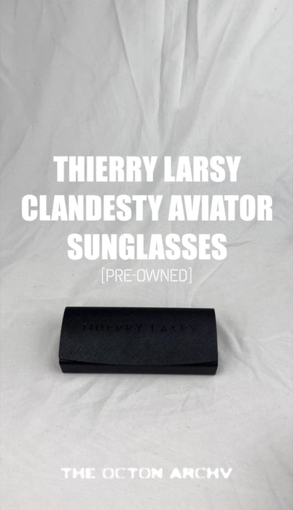 Thierry Larsy Clandesty Handmade Luxury Aviator Sunglasses 'Orange/Pattern' One Size Pre-Owned