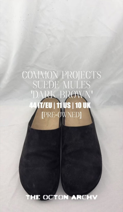 Common Projects Suede Clog Mules 'Dark Brown' Size 44 Pre-Owned