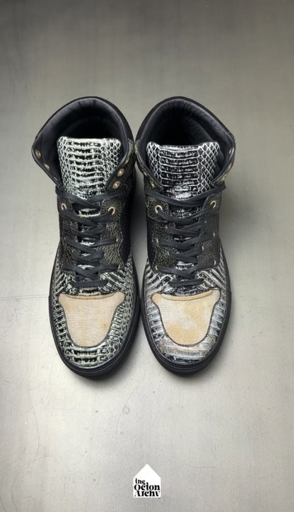 Vintage Balenciaga High Top Sneaker 'Black/Snakeskin' Mismatched Sizes (40L & 41R) Pre-Owned
