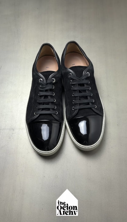 Lanvin DBB1 Patent Leather & Suede Lace-Up Sneakers 'Black Patent Leather' Size 11 UK Pre-Owned