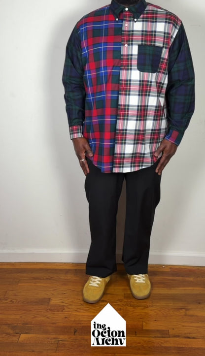 Brook Brothers Plaid Patchwork Supima Cotton Button Down Shirt 'Multicolor' Size XL Pre-Owned